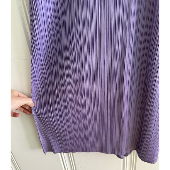 VTG Pleats Mode ET M Lilac Purple Knife Pleated Midi Maxi Dress Generous Japan - Picture 3 of 9